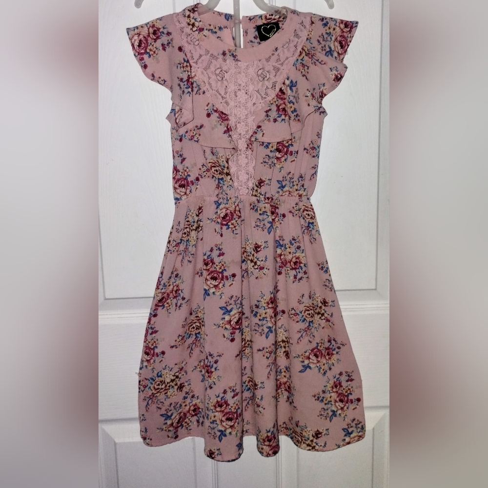 Girls Size 8 Blush Pink Floral Dress